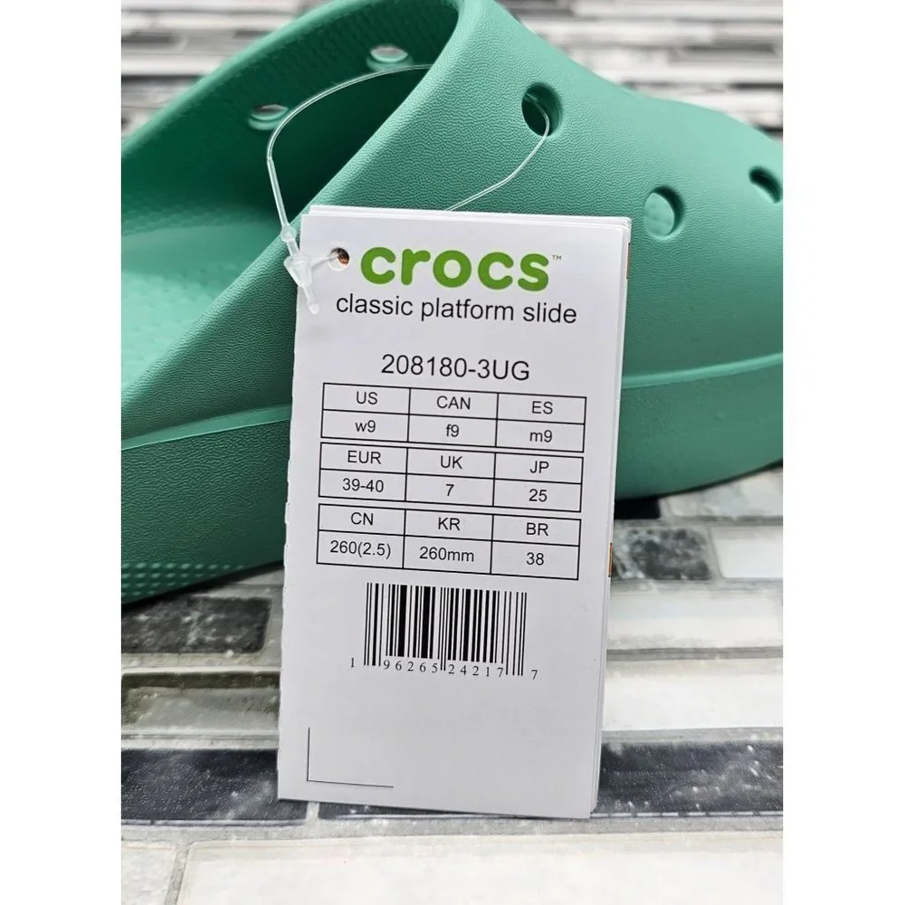 Crocs Classic Platform Jade Stone Women's Slides Size 9 - Picture 9 of 11